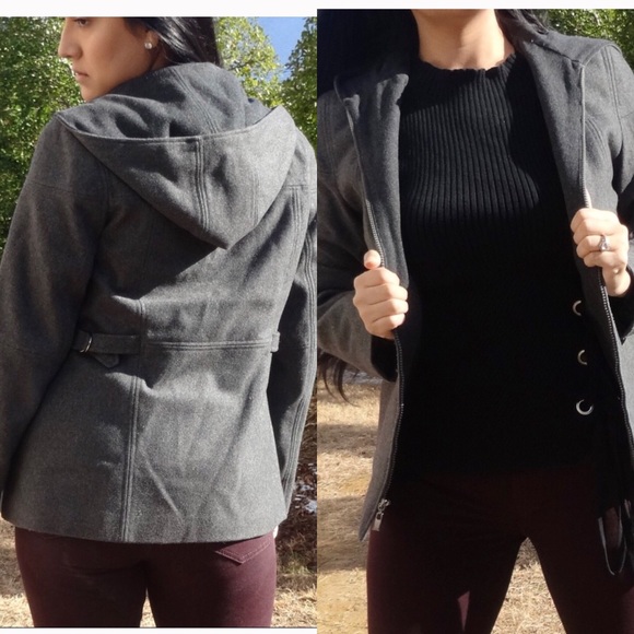 Clearance‼️EXPRESS HOODED ZIP UP WOOL JACKET - Picture 3 of 8